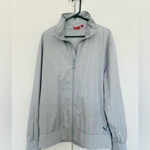 PUMA MENS LONG SLEEVE FULL ZIP LIGHTWEIGHT GRAY TRACK GOLF JACKET SIZE L